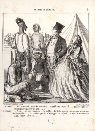 Honoré Daumier, épreuve sur blanc, Au camp Saint-Maur, 1854