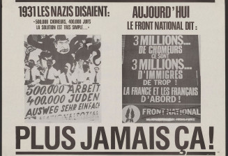 Affiche sur laquelle figure une comparaison entre une affiche NAZI et une affiche du FN