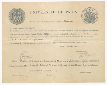 Diplôme de doctorat attribué à Fahrettin Petek