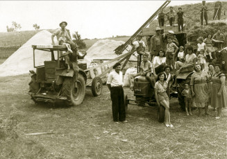 Moisson chez les Casagrande à Saubens (Haute-Garonne), fin des années 50. © EDITALIE