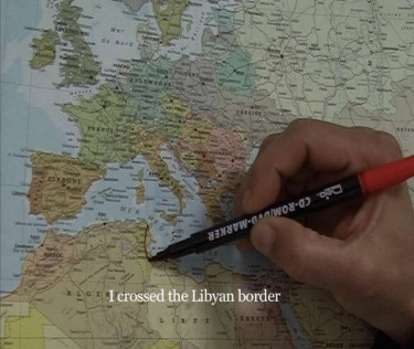 Bouchra Khalili, Mapping Journey #2. 2008 . Video,  3 mn. Musée national de l'histoire et des cultures de l'immigration © ADAGP, Paris 2011 